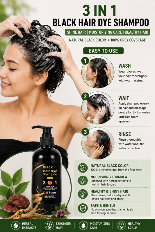 Globalpivots" - Unisex Instant Black Herbal Hair Dye Shampoo for Grey Hair Coverage 3 in 1(100ml)