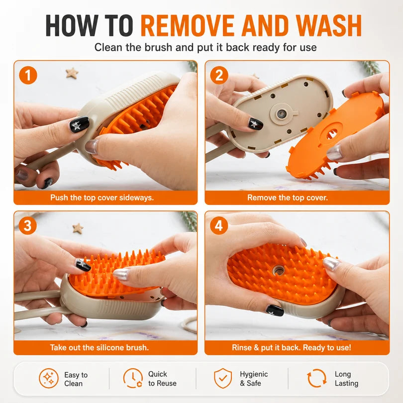 Globalpivots - Brush Steam 3-in-1 Pet Steam Grooming  Brush for Dog/Cat
