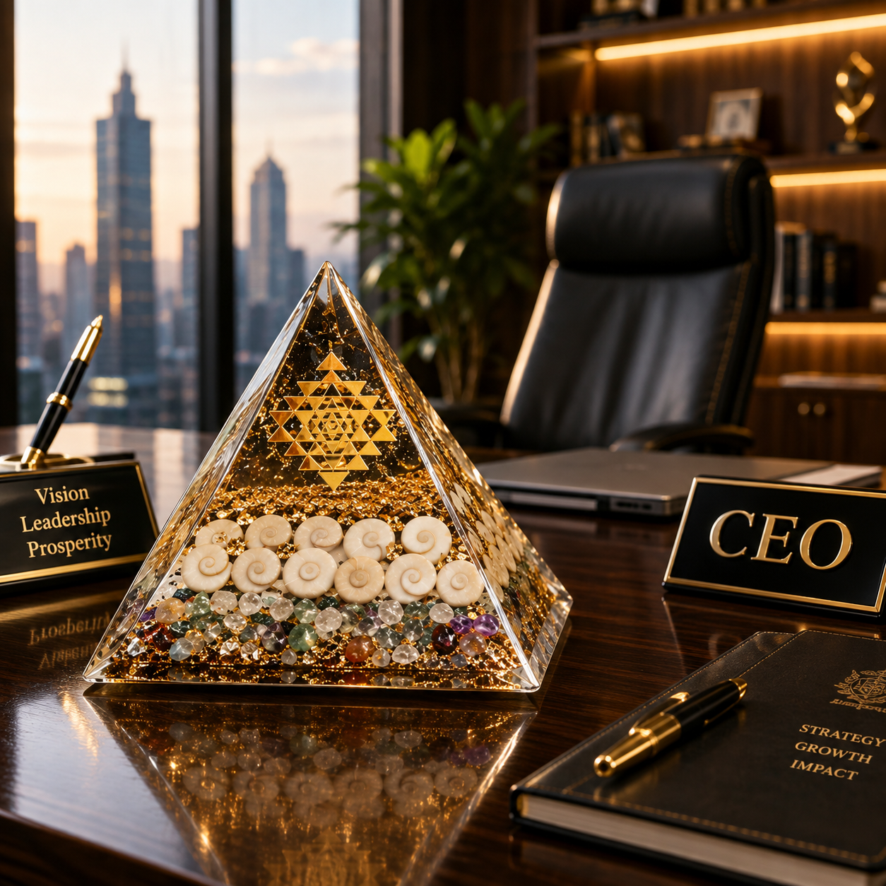 Globalpivots - Crystal Wealth Gomati Chakra Shree Yantra Pyramid